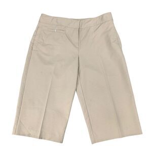 Izod Xfg Cool Fix Clam Digger Women 10 Beige Flat Front Ripstop Sweat Wick Capri